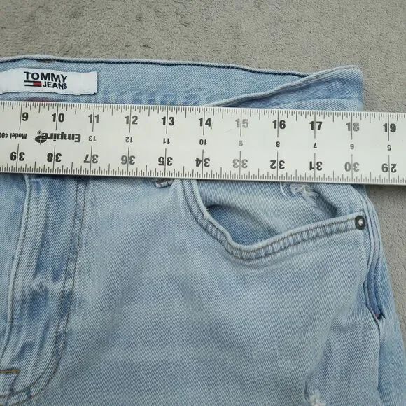 Tommy Jeans Mens Size 36x32 Blue Relaxed Straight Stretch Light Wash Distressed - Picture 6 of 16